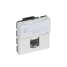 Legrand Prise RJ 45 Prog Mosaic - Cat.6 - STP - Blindage métal - 2 mod - blanc - Réf : 076566