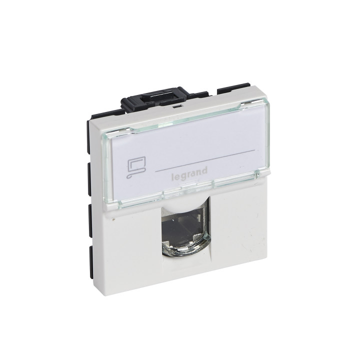 Legrand Prise RJ 45 Prog Mosaic - Cat.6 - STP - Blindage métal - 2 mod - blanc - Réf : 076566