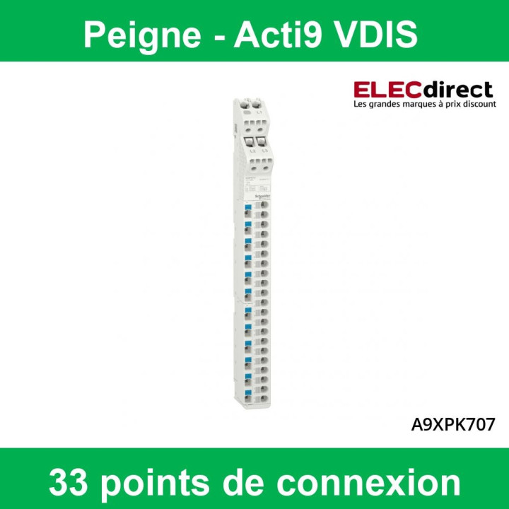 Schneider - Acti9 Vdis - Répartiteur vertical - 125A 250/440V - 33 points de connexion - Réf : A9XPK707
