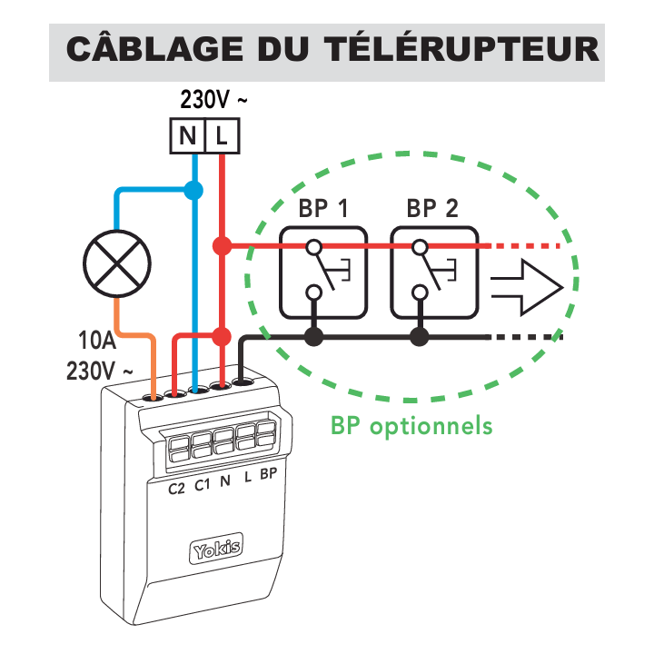 Yokis - Power - Télérupteur Temporisable Radio - 2000W - Réf : MTR2000ERP