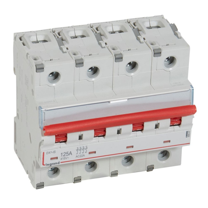 Legrand - Inter-sectionneur de tête DX3-IS -vis/vis- à déclenchement- 4P -400 V~- 125A -6M - 406547