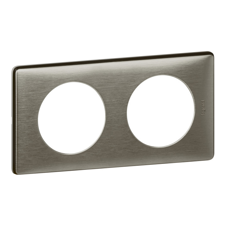 Legrand - Céliane -  Plaque Métal 2 postes - finition Tungstène - Entraxe 71mm - Réf : 068972