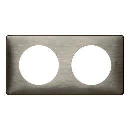 Legrand - Céliane -  Plaque Métal 2 postes - finition Tungstène - Entraxe 71mm - Réf : 068972