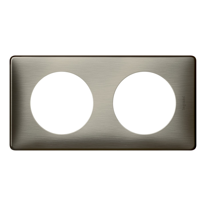 Legrand - Céliane -  Plaque Métal 2 postes - finition Tungstène - Entraxe 71mm - Réf : 068972