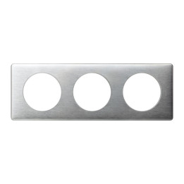Legrand - Céliane -  Plaque Métal 3 postes - finition Alumlinium - Entraxe 71mm - Réf : 068923