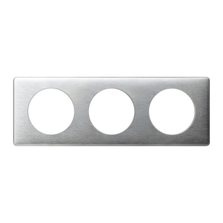 Legrand - Céliane -  Plaque Métal 3 postes - finition Alumlinium - Entraxe 71mm - Réf : 068923