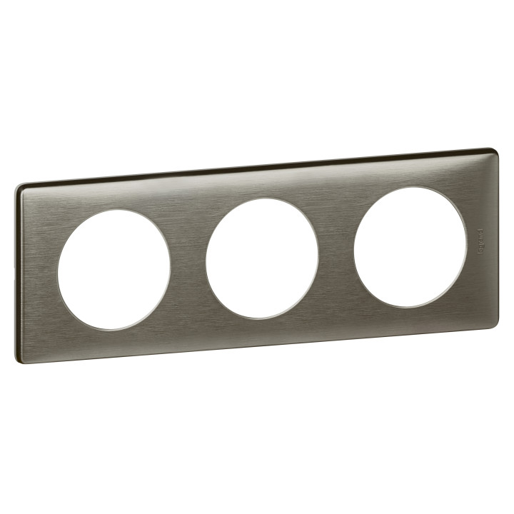 Legrand - Céliane -  Plaque 3 postes - finition Tungstène - Entraxe 71mm - Réf : 068973