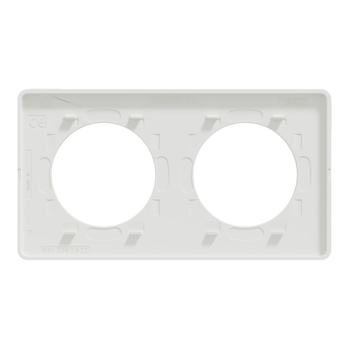 Schneider - Odace - Touch - Plaque 2 postes - entraxe 71 mm - ALU brossé avec liseré blanc - Réf : S520804J