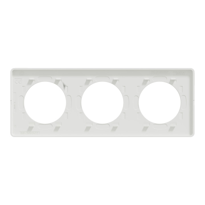 Schneider - Odace - Touch - Plaque 3 postes - entraxe 71 mm - ALU brossé avec liseré blanc - Réf : S520806J