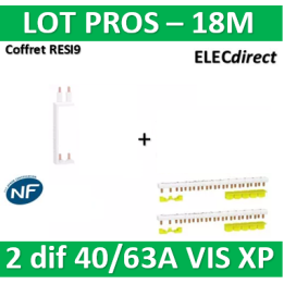 Schneider - LOT XP - 80A - Dif. 25/40/63A à Dif. 25/40/63A + peignes PH+N - entraxe 125 - R9PXV+R9PXH218x2