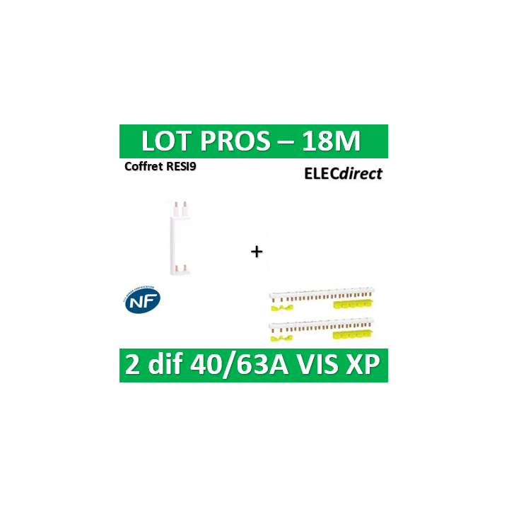 Schneider - LOT XP - 80A - Dif. 25/40/63A à Dif. 25/40/63A + peignes PH+N - entraxe 125 - R9PXV+R9PXH218x2