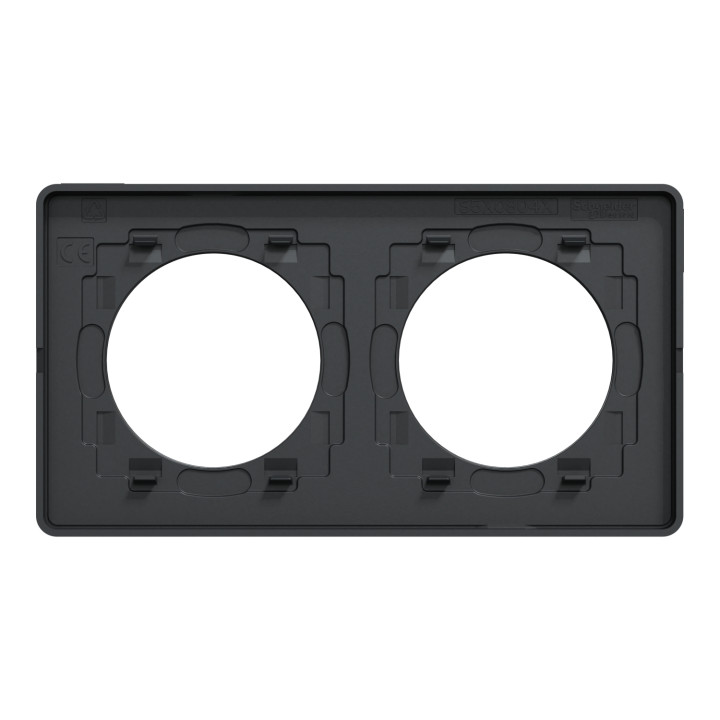 Schneider - Odace - Touch - Plaque 2 postes - entraxe 71 mm - Anthracite finition ardoise - Réf : S540804V