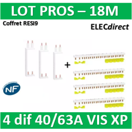 Schneider - LOT XP - 80A - Dif. 25/40/63A à Dif. 25/40/63A + peignes PH+N - entraxe 125 - R9PXVx3+R9PXH218x4