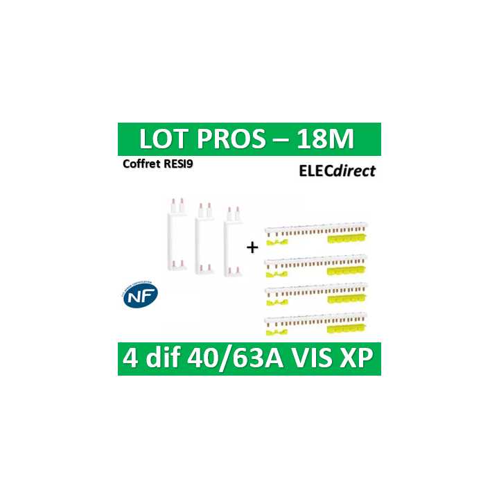 Schneider - LOT XP - 80A - Dif. 25/40/63A à Dif. 25/40/63A + peignes PH+N - entraxe 125 - R9PXVx3+R9PXH218x4