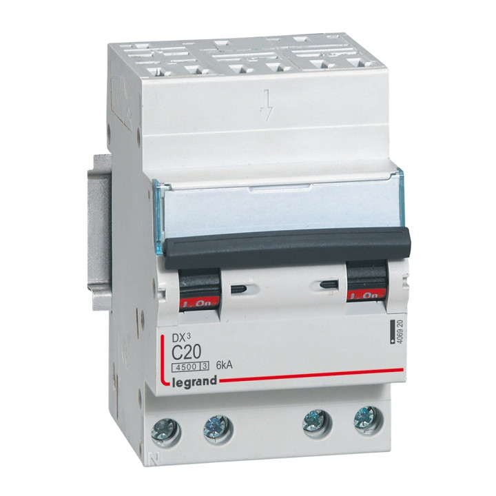 Legrand - Disjoncteur DX3 - auto/vis - 4P - 400 V - 20A - 6kA - courbe C - 3M - 406920