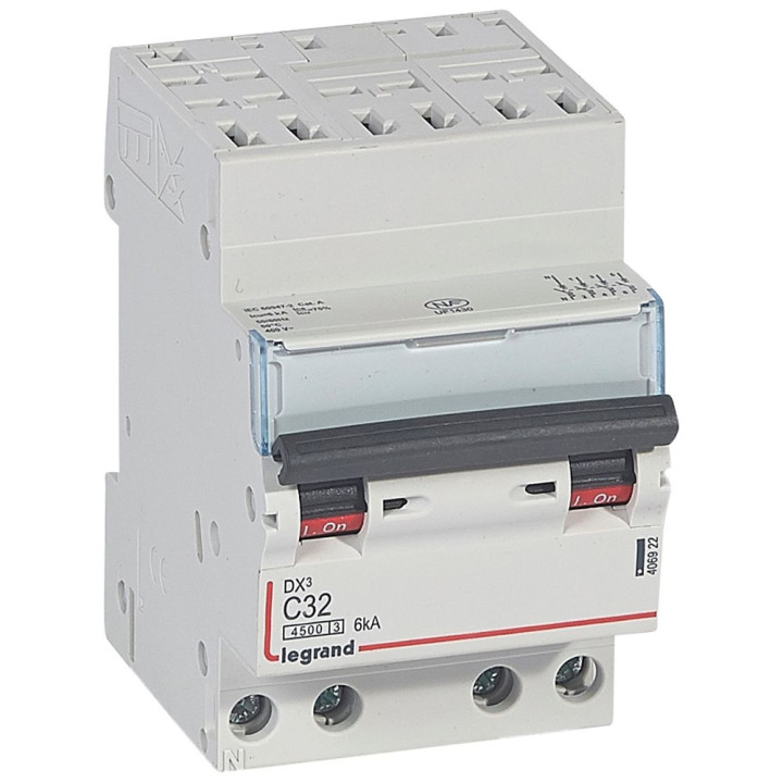 Legrand - Disjoncteur DX3 - auto/vis - 4P - 400 V - 32A - 6kA - courbe C - 3M - 406922