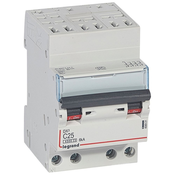Legrand - Disjoncteur DX3 - auto/vis - 4P - 400 V - 25A - 6kA - courbe C - 3M - 406921