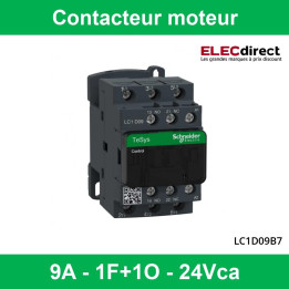 Schneider Tesys - Contacteur moteur - 9A - 1F+1O - 24Vca - LC1D09B7