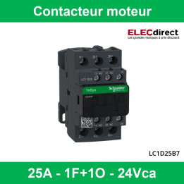 Schneider Tesys - Contacteur moteur - 25A - 1F+1O - 24Vca - LC1D25B7