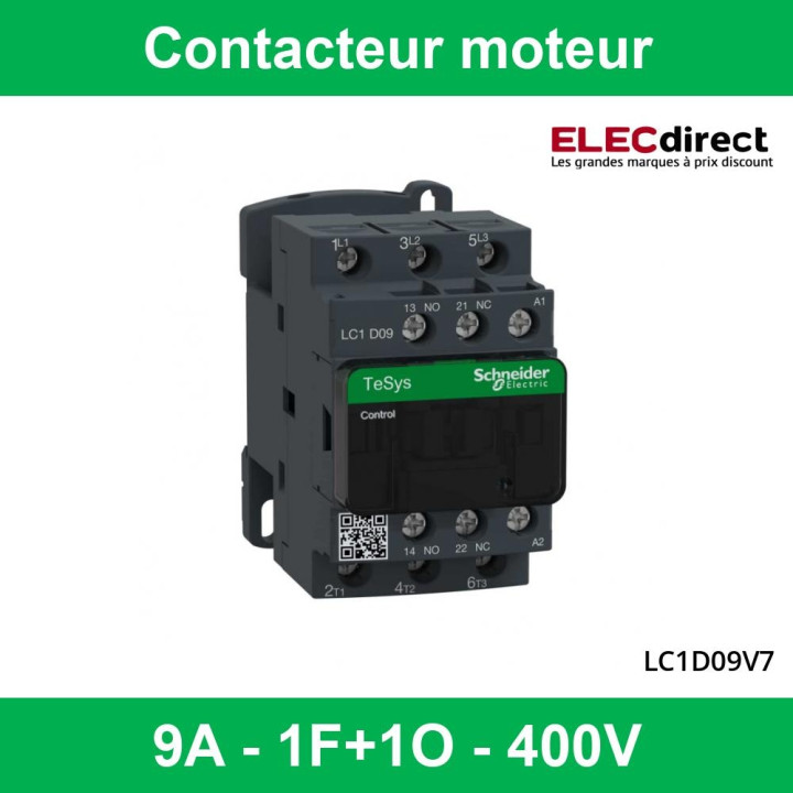 Schneider Tesys - Contacteur moteur - 9A - 1F+1O - 400V - LC1D09V7