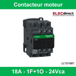 Schneider Tesys - Contacteur moteur - 18A - 1F+1O - 24Vca - LC1D18B7