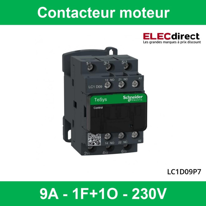 Schneider Tesys - Contacteur moteur - 9A - 1F+1O - 230V - LC1D09P7