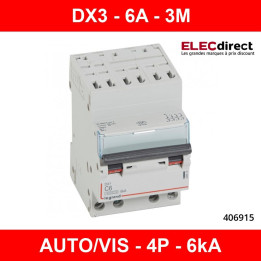 Legrand - Disjoncteur DNX3 6A AUTO/VIS - Tétrapolaire - Courbe C - Réf : 406915