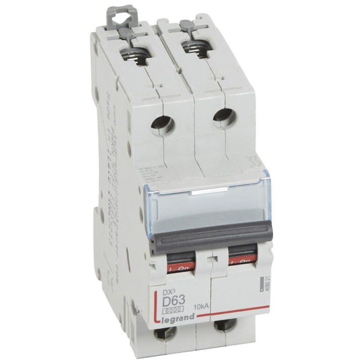 Legrand - Disjoncteur Bipolaire DX3 63A - 10kA - courbe D - 408021