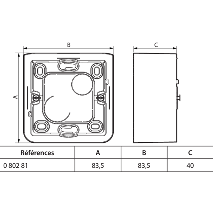 Legrand Mosaic - Cadre saillie 1 poste - prof 40 - 2 modules - 080281