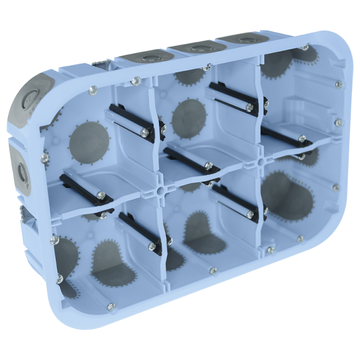 Eur'Ohm - XL Air'métic - Boîte d'encastrement - Etanche à l'air - 2x3 postes- Ø67 - P50 - Réf : 51020