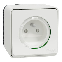 Schneider - Mureva Styl - Prise courant 2P+T - saillie - IP55 - IK08 - connexion auto - blanc - MUR39030