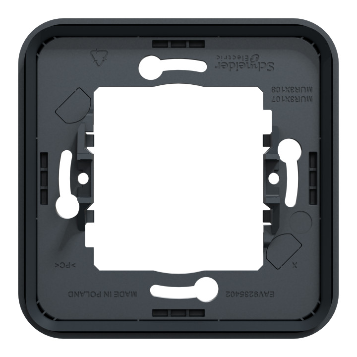 Schneider - Mureva Styl - Cadre 1 poste - encastré - IP55 - IK08 - gris - Réf : MUR34107