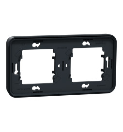 Schneider - Mureva Styl - Cadre 2 postes horizontal - encastré - IP55 - IK08 - gris - Réf : MUR34101