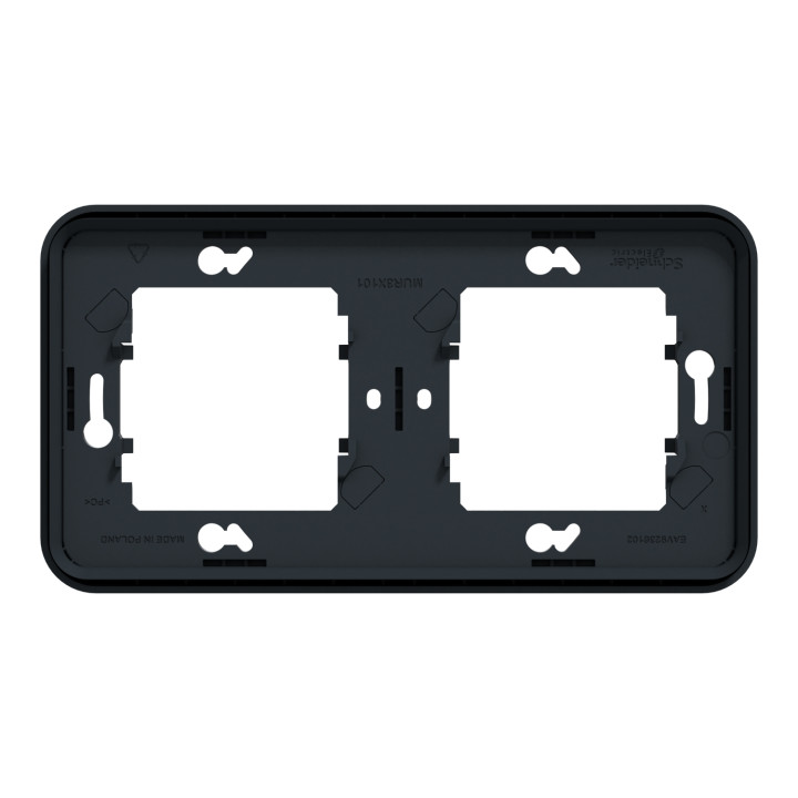 Schneider - Mureva Styl - Cadre 2 postes horizontal - encastré - IP55 - IK08 - gris - Réf : MUR34101