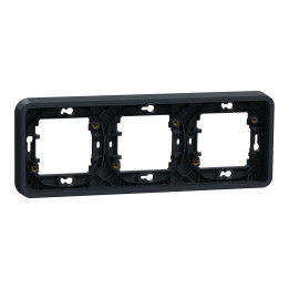 Schneider - Mureva Styl - Cadre 3 postes horizontal - encastré - IP55 - IK08 - gris - Réf : MUR34109