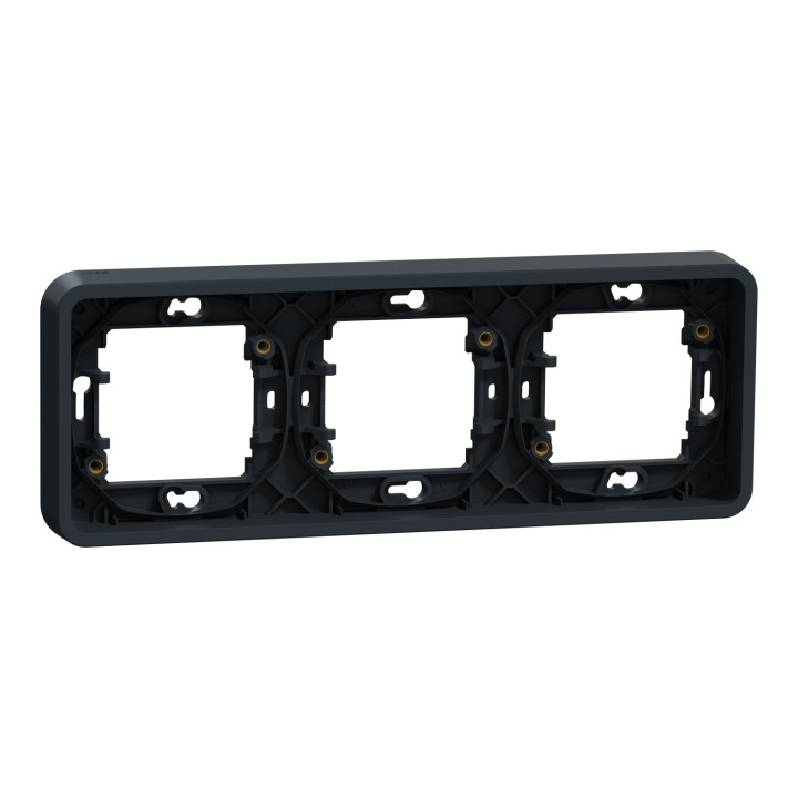 Schneider - Mureva Styl - Cadre 3 postes horizontal - encastré - IP55 - IK08 - gris - Réf : MUR34109