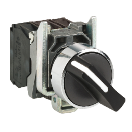 Schneider - Harmony XB4 - bouton tournant - 2 positions fixes - 1F+1O - noir - Ø22 - Réf : XB4BD25