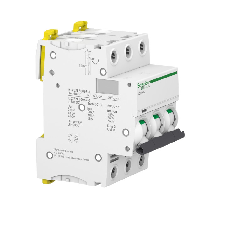 Schneider - Acti9 - iC60N - Disjoncteur - 3P - 32A - 6kA - courbe C - Réf : A9F77332
