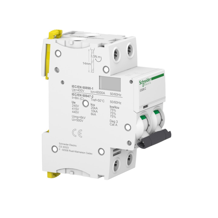 Schneider - Acti9 - iC60N - Disjoncteur - 2P - 25A - 6kA - courbe C - Réf : A9F77225