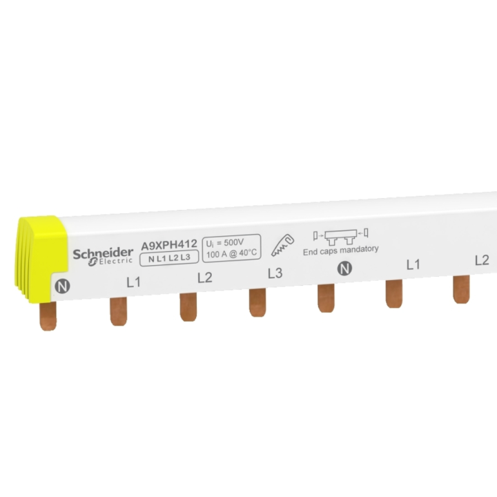 Schneider - Acti9 iC60, peigne à dents, 4 pôles, 100A, 12 modules de 18mm - A9XPH412