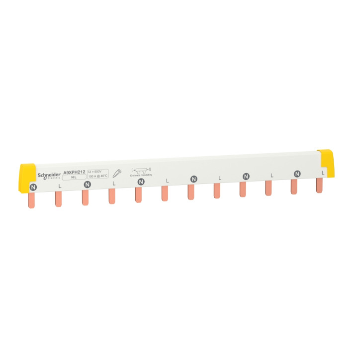 Schneider - Acti9 iC60, peigne à dents, 2 pôles, 100A, 12 modules - A9XPH212