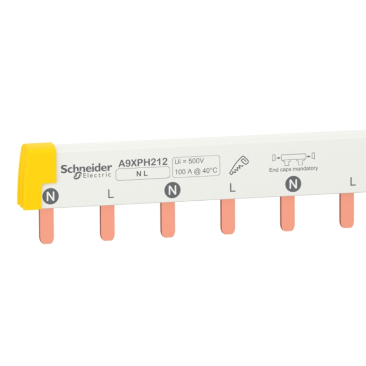 Schneider - Acti9 iC60, peigne à dents, 2 pôles, 100A, 12 modules - A9XPH212