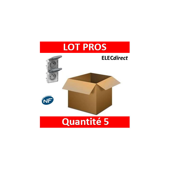 Legrand Plexo - Double PC précâblées - vertical - 16A - 230V - IP55/IK07 - 069563x5