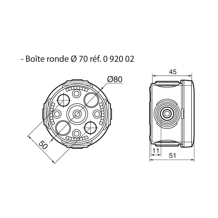 Legrand - Boîte de dérivation étanche IP55 - D.70 - 092002