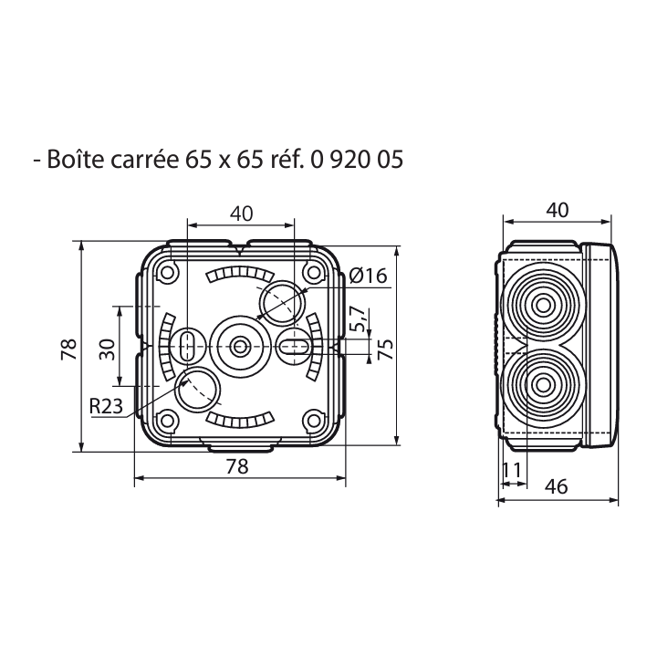 Legrand - Boîte de dérivation étanche IP55 - 65x65x40 - 092005