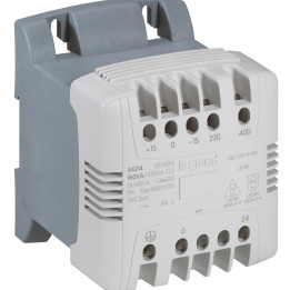 LEGRAND - Transformateur de commande et sécurité à connexion à vis primaire 230V à 400V - secondaire 24V~ - 160VA - Réf : 044214