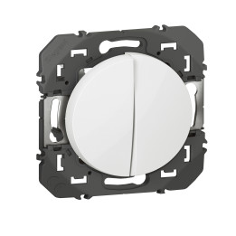 Legrand - Double interrupteur ou va-et-vient Dooxie - 10AX - 250V~ - Finition Blanc - Réf : 600002