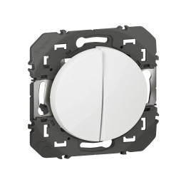 Legrand - Double interrupteur ou va-et-vient Dooxie - 10AX - 250V~ - Finition Blanc - Réf : 600002