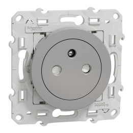 Schneider - Prise de courant Odace affleurante - Alu - 2P+T - 16A - 250V - Bornes auto - Réf : S530052