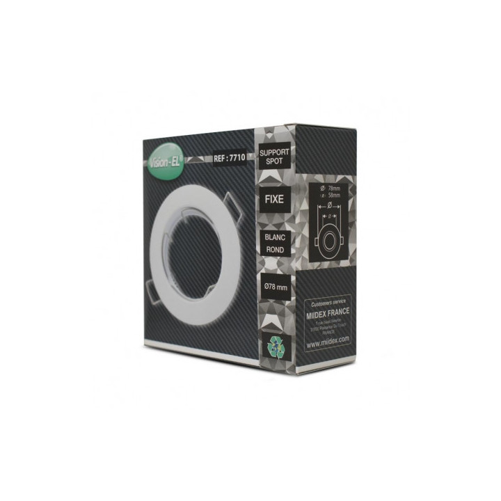 Miidex - Support de spot encastré - Rond - Blanc - Ø78 mm - Réf : 7710